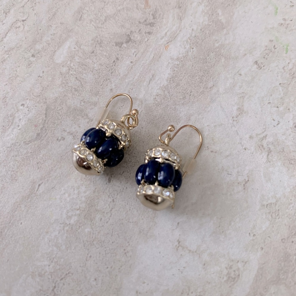 Mini Blue & Gold Round Earrings